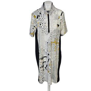 Simply Art by Dolcezza Zip Front Dress Size XL Art To Wear Stretch Short Sleeve